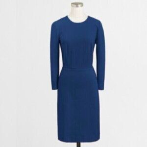 NWOT J. Crew Blue Zip Ponte Sheath Dress